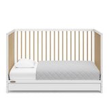 Graco Teddi 5-in-1 Convertible Crib with Drawer (White with Driftwood) – GREENGUARD Gold Certified, Crib with Drawer Combo, Full-Size Nursery Storage Drawer, Converts to Toddler Bed Graco