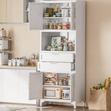 CXUZCZ Kitchen Storage Cabinet,Tall Metal Pantry Storage Cabinet with Door Drawers and Adjustable Shelves,Freestanding Cupboard for Kitchen Dining Room Bedroom Home Office and Bathroom (White 75 ") CXUZCZ