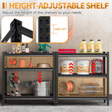 Firstsky Metal Garage Work Bench with Wheels,3-Tier Garage Roling Workbench,Adjustable Black Workshop Bench,Mobile Garage Workstation,Heavy Duty Work Table,33.5''W*17.7''D*31.5”H Tool Table On Wheels Firstsky