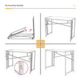 Lutown-Teen 32 inch Small Folding Desk, Writing Gaming Computer Camping Desk for Small Spaces, No Assembly Required Home Office Desk, Black Oak Lutown-Teen