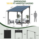 Vongrasig 10’ x 8’ Gazebo for Patio, Large Wall-Mounted Pergola Gazebo on Clearance, Outdoor Lean to Awnings for Backyard, Deck, Patio Vongrasig