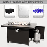 ALAULM Aluminum Patio Furniture Set with Propane Fire Pit Table 5-seat Metal Outdoor Furniture w/Fire Pit Patio Sectional Sofas w/5.3" Cushions for Patio, Backyard, Poolside-Dark Blue ALAULM