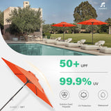 JEAREY 7.5FT Patio Umbrella Market Table Umbrella with 6 Sturdy Ribs, Push Button Tilt/Crank Outdoor Umbrella for Garden, Deck, Backyard, Pool and Beach,Orange JEAREY
