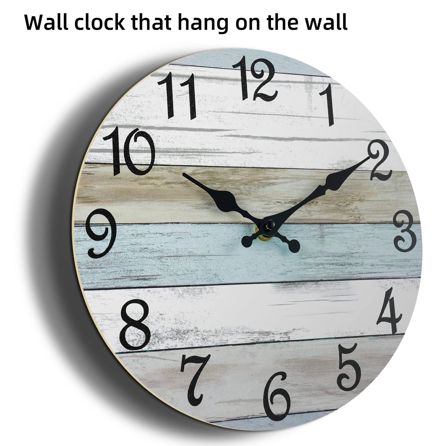 CHYLIN Wall Clock 14 Inch Bathroom Clock, Rustic Wall Clocks Battery Operated, Silent Non Ticking Wooden Coastal Beach Clock for Kitchen, Living Room, Bedroom, Office (White) - WoodArtSupply