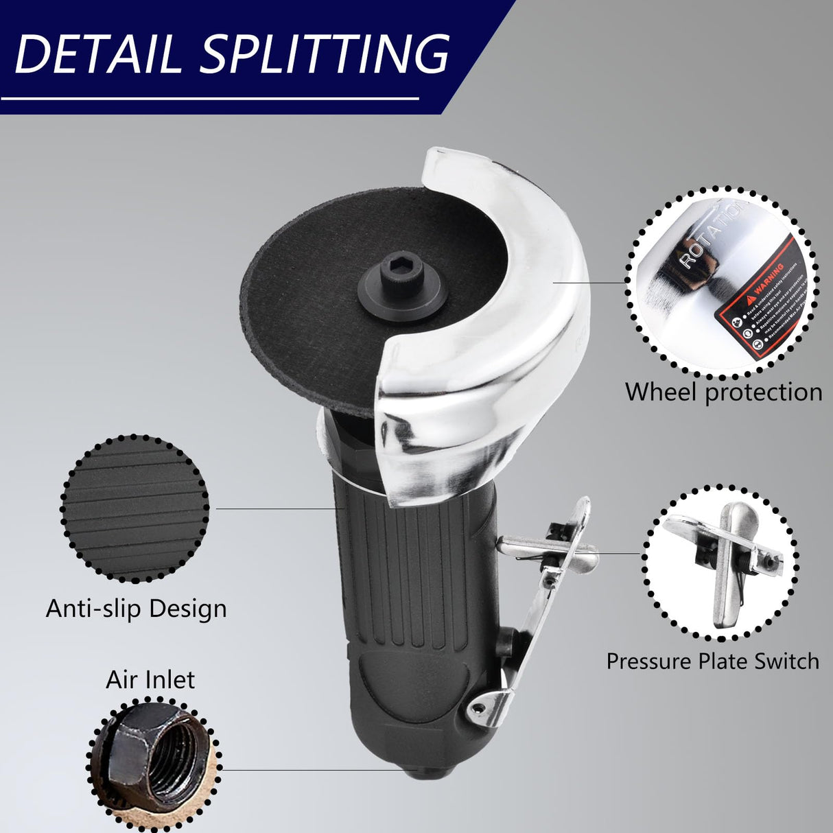 HYFN Air Cut Off Tool,2Pc 3-Inch Cutting Wheels,Cutoff Tool 20000RPM,Air Cutting Tool Wheel Protection,Air Tools Alloy Steel Complete,Pneumatic Cut Off Tool,Air Tool HYFN