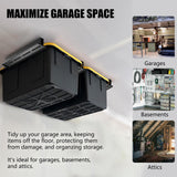 TOPTGO Overhead Garage Storage Rack,Garage Ceiling Storage Racks for Utility Bins,Overhead Tote Storage Rail System,Heavy Duty Ceiling Rack Storage Rails System Supports Most Bins(3 Pack for 2 Bins) TOPTGO