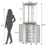 Oransail 68.9“ Tall Corner Bar Cabinet, Wine Bar with LED Light and Mirror, Farmhouse Liquor Cabinet with Adjustable Shelf & Glass Rack, for Dining Room, Living Room Oransail