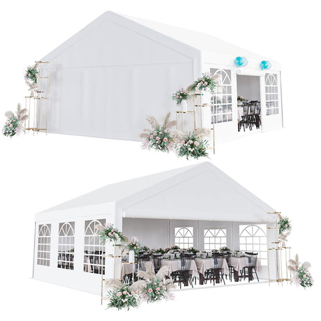 GarveeLife 20x20 FT Elegant Outdoor Party Tent Canopy - Removable Sidewalls, Sturdy Construction, Ideal for Weddings, BBQs, and Events with 3 Convenient Storage Bags. GarveeLife