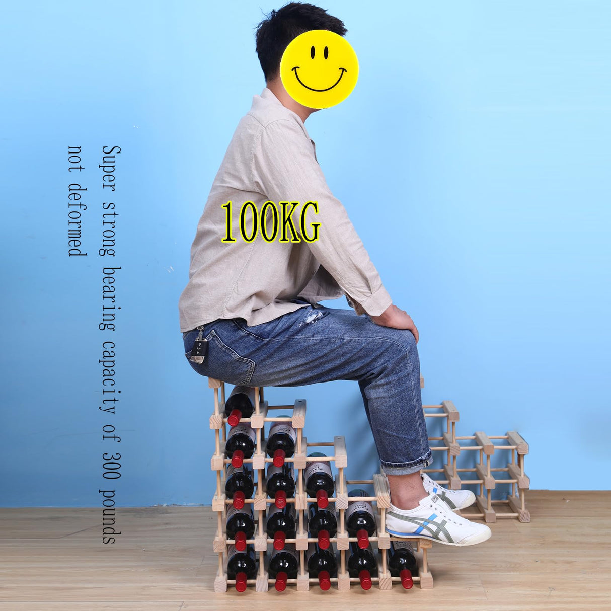 guilai Wooden Stackable Storage Modular Small countertop Wine Rack Cabinet,Freestanding for Floor Wood Wine Bottle Shelf (16bottle) guilai