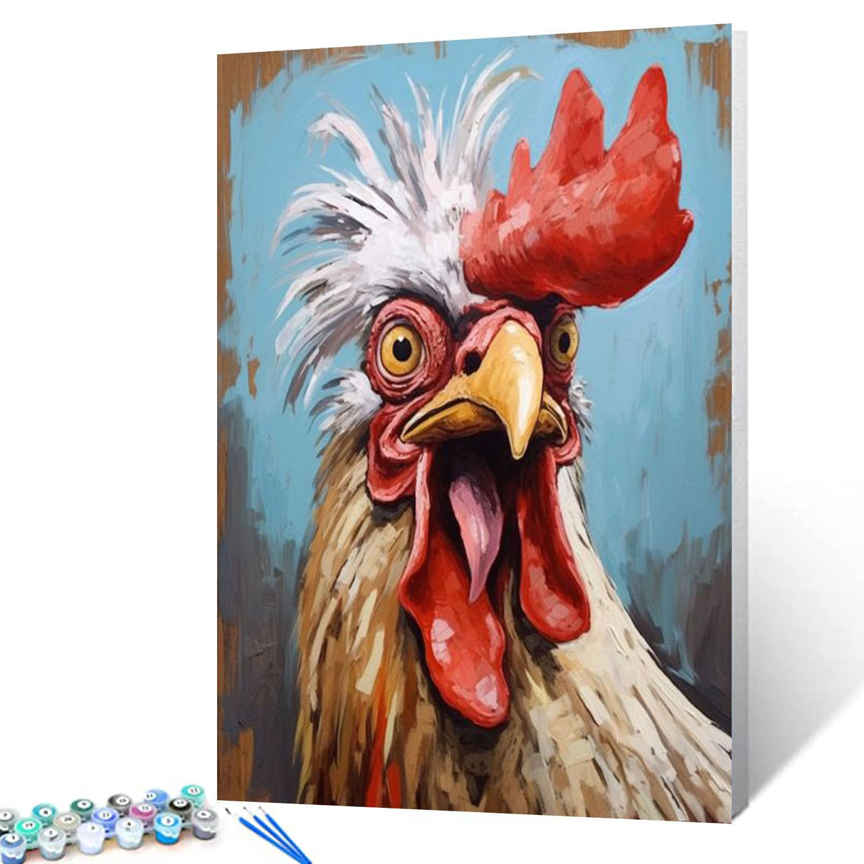 Tucocoo Farm Animal Paint by Bumbers for Adults Framhouse Chicken DIY Paint by Numbers Acrylic Paint Canvas Kitchen Decor Funny Rooster Painting Kits Framhouse Art 16x20 Inch （Without Frame ） Tucocoo