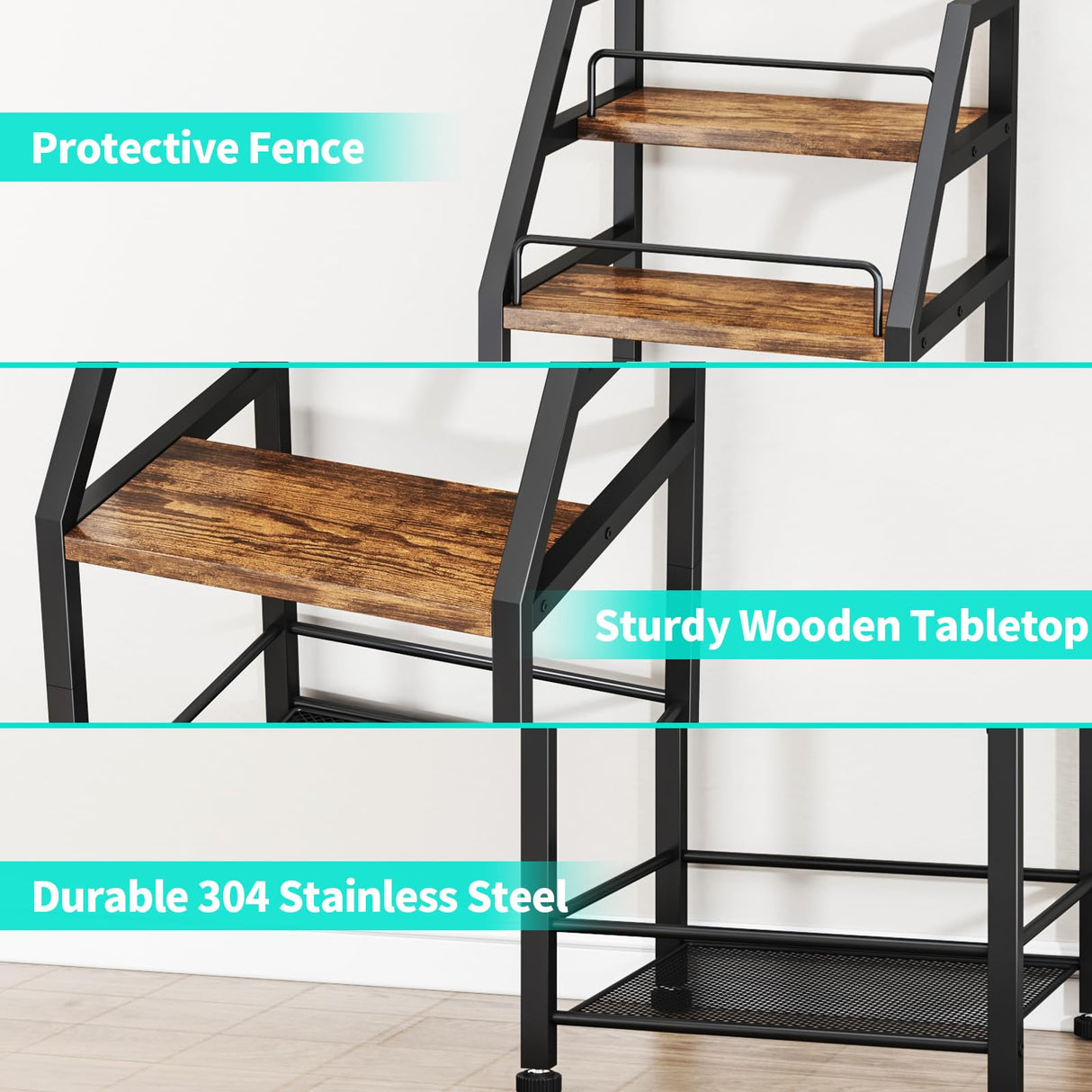 HapiRm Wine Rack Freestanding Floor - 4-Tier Stepped Liquor Cabinet Bar Stand for Home with Fabric Drawer, Wine & Glass Organizer for Living Room, Kitchen, or Dining Room HapiRm