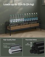 SONGMICS Shoe Rack, 2-Tier Shoe Organizer, Metal Shoe Shelf Storage with 4 Side Hooks, Holds 12 Pairs of Shoes, Height-Adjustable Shoe Rack for Entryway, Hallway, Closet, Easy Assembly, Ink Black SONGMICS