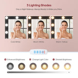 HAUOMS Vanity with Lights and Mirror, 11 Drawer Makeup Vanity with Power Strip, 6 Open Shelves, 43.3” Vanity Desk with Storage, Dressing Table with 3 Color Modes for Bedroom, Women, Girls, Black HAUOMS