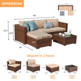 Patiorama 5 Piece Outdoor Patio Furniture Set, Outdoor Sectional Conversation Set, All-Weather Brown PE Wicker w/Beige Cushions, Outdoor Backyard Porch Garden Poolside Balcony Furniture Set Patiorama