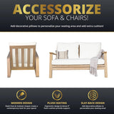 Lokingrise 4-Piece Acacia Wood Outdoor Sectional Sofa Set with Loveseat, Armchairs, Coffee Table, 4 Seater Chat Set, All-Weather Outdoor Wooden Patio Conversation Sets for Garden, Backyard Lokingrise