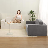 MeMoreCool Convertible Sofa Bed, Pull Out Loveseat Sleeper Sofa, Small Boneless Cloud Couch Bed for Adults, Fold Out Foam Love Seat Grey, Corduroy Folding Floor Couch for Bedroom MeMoreCool