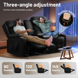 Loveseat Recliner Sofa, Home Theater Seating Massage Reclining Couch with USB, Center Console, Wall Hugger RV Recliners, 145° Adjustable Recline & Cup Holders & Side Pockets,for RV & Movie Room TOMOSLTER