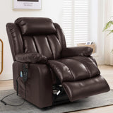 MAEVIS Power Recliner Chair, Lay Flat Sleeping Lift Chairs Recliner for Elderly with Heat and Massage,Comfy Real Breathable Leather Recliners with Dual OKIN Motor for Living Room (Brown) MAEVIS