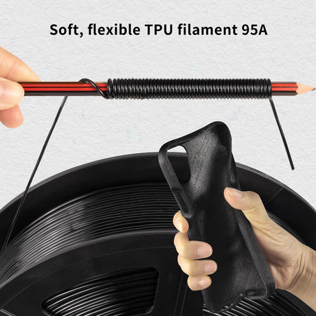 IEMAI 95A TPU Filament 1.75mm, Flexible & Soft 3D Printer Filament, Strong Adhesion & Durability, Tangle-Free, Black 1kg Spool for Protective Parts, Wearables & Industrial Use IEMAI