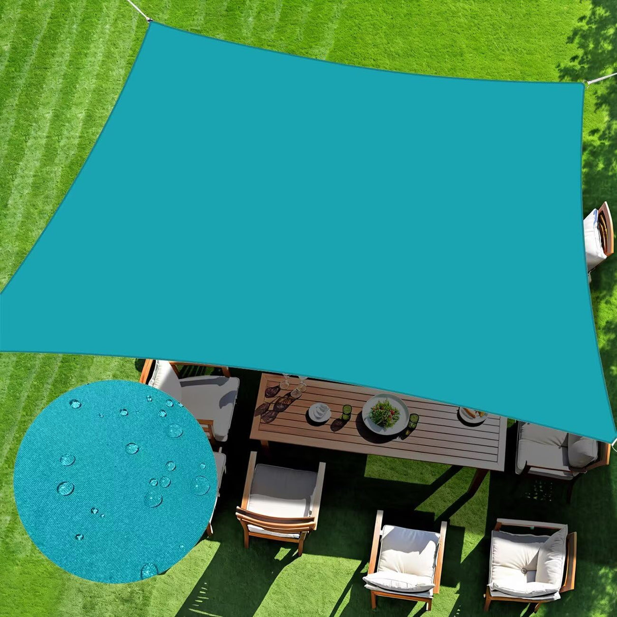 ChasingMoon Waterproof Sun Shade Sail, 10' x 15' Turquoise Rectangle UV Block Outdoor Sunshade, for Backyard, Deck, Patio, Garden, Outdoor Activities (We Make Custom Sizes) CHASING MOON