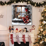 VIGEGU Christmas Paint by Numbers Kit for Adults with Framed,Deer Winter Landscape Paint by Number DIY Adult Paint by Number Kits for Wall Decor 12x12in VIGEGU