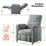 Pipishell Recliner Chairs for Adults, Recliner Chair with Remote, Adjustable Recline/Footrest, Chenille Fabric, High Back, Thick Seat Cushion, Recliner for Living Room, RV & Home Theater (Light Grey) Pipishell