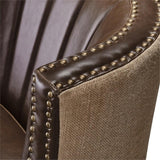 Tommy Hilfiger Dorset Leather Club Chair, Brass Nailhead Accent Trim, High Back Reading Armchair, Traditional Living Room Furniture, Chesterfield Brown Tommy Hilfiger