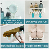 TAILI Shower Caddy Suction Cup 2 Pack, Heavy Duty Bathroom Organizer, Removable Shelves for Inside Shower, Shampoo, Waterproof Suction Plastic Storage for Bathroom Accessories Holder, White TAILI