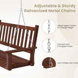HAPPYGRILL 3-Person Wooden Outdoor Porch Swing, Heavy Duty Patio Hanging Bench Chair with 800 LBS Weight Capacity, 5.6 FT Adjustable Upper Chains, Slatted Back, Swing Bench for Garden, Backyard HAPPYGRILL