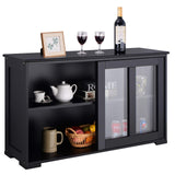 Giantex, Wood Credenza with Sliding Doors, Storage Cabinet with Adjustable Shelf, Modern Console Table, Kitchen Cupboard, Pantry Buffets & Sideboards, Large, Black Giantex