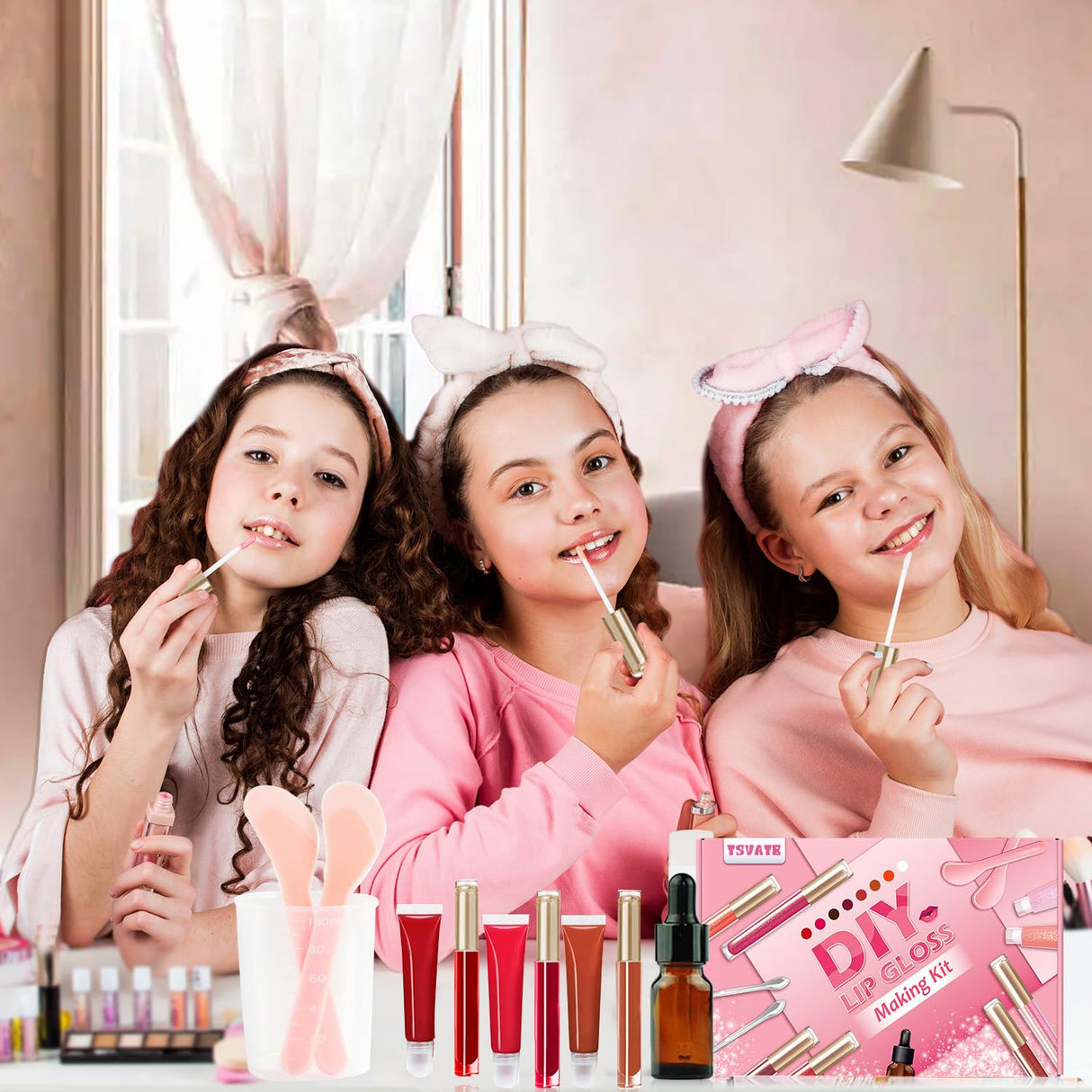 TSVATE Lip Gloss Making Kit, Lip Gloss Kit, Diy Lipgloss Set, Fun Make Your Own Lipgloss Kids Lip Gloss for Girls, Women, Moisturizing Lip Gloss Base, Jojoba Oil, Tubes, Gift for Her TSVATE