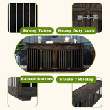 DAWNSPACES Dog Crate Furniture for Large Medium Dogs, 72" Heavy Duty Indoor Wooden Double Rooms Dog Kennel Table with Drawers & Divider, Funiture Style Dog Cage House TV Stand, Rustic Brown DAWNSPACES