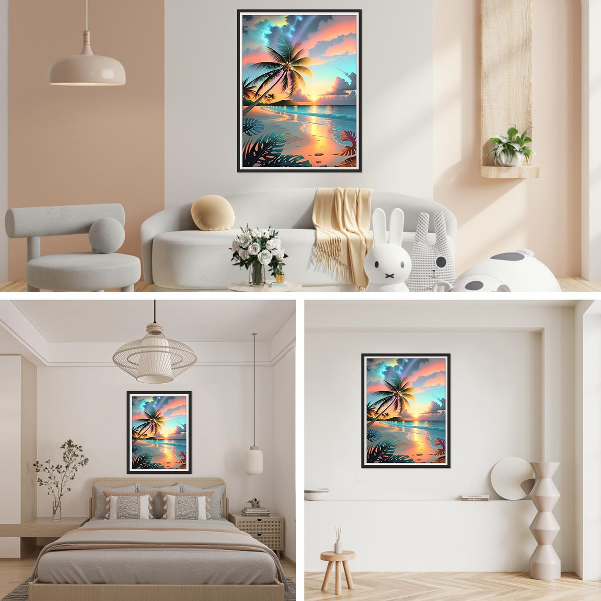 SENQAO Sunset Beach Diamond Painting Kits for Adults, Beach Landscape Diamond Art for Beginners, Round 5D Paint with Diamonds Pictures Gem Art Painting Kits DIY Adult Crafts Kits 12x16inch SENQAO