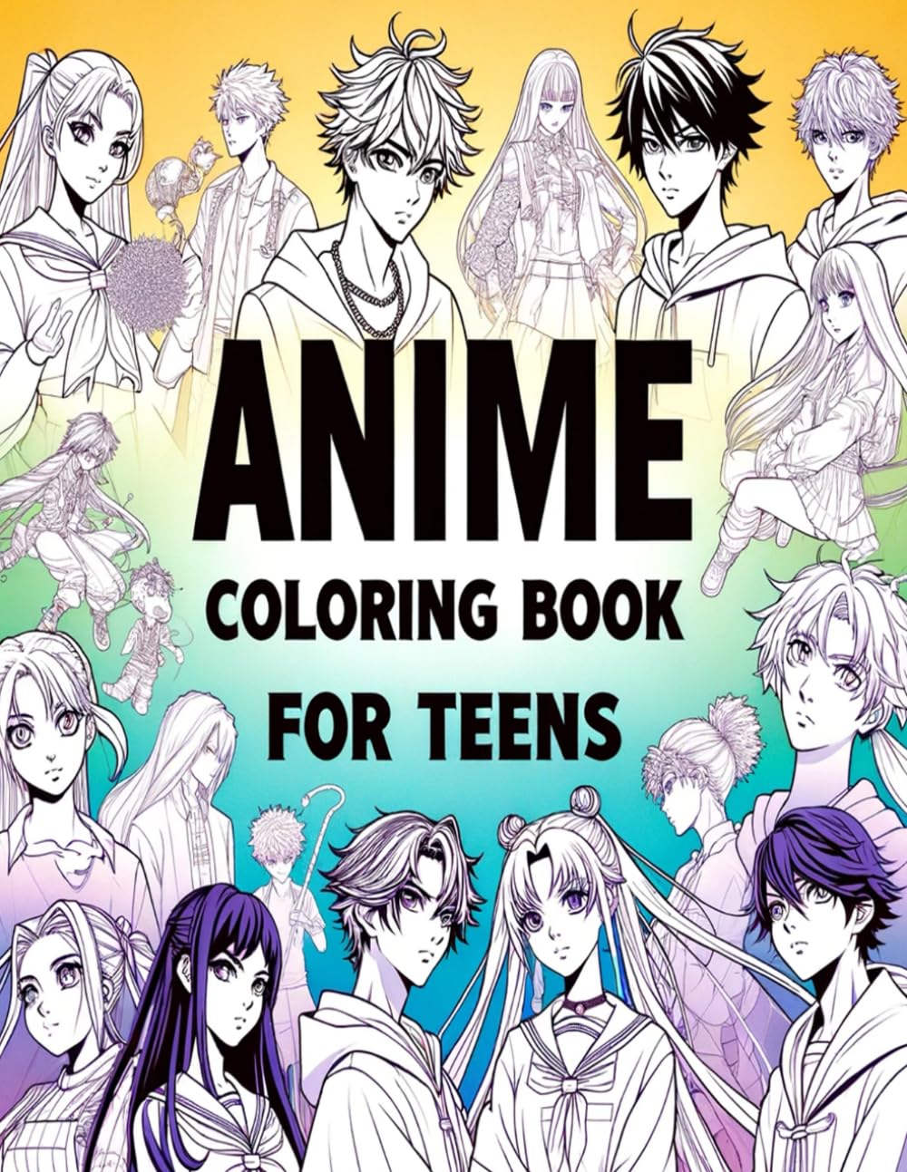 Anime Coloring Book For Teens: 50 Pages Of Japanese Anime Characters and Scenes - Anime and Manga Art - Detailed Coloring Pages for Teens WoodArtSupply