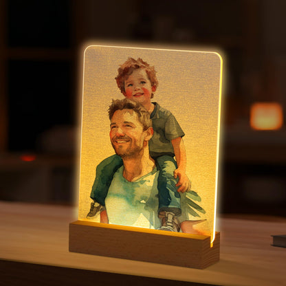 PYD Life 4 Pack Sublimation LED Acrylic Photo Frames Night Lights Glitter Blanks 6" x 8" with Warm Color Light,with Wood Stand for Heat Press Machine Printing