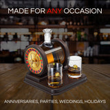 Casino Roulette Whiskey Decanter for Men, Husband, Him | 67.6 OZ Decanter With 2 x 10oz Dice Whiskey Glasses | Gold & Wood Gambling Slot Gift for Bourbon, Scotch, Liquor, Gifts For Dad, Guy, Winter The Wine Savant