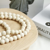 2Pcs Farmhouse Beads, 58in Wood Bead Garland with Tassels,Boho Beads Garland Tiered Tray Decor Rustic Country Decor(Nature) RAMIRABI