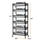 SINGAYE Shelf 6 Tier Wire Shelving Unit Adjustable Storage Shelves Big Basket Rack for Garage Kitchen Office Pantry Laundry Room Organizers13.5 D x 30" W x 65" H Black SINGAYE