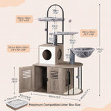 HOOBRO Cat Tree with Litter Box Enclosure, Arched All-in-One 31.5" Cat Tower with Hidden Litter Box Furniture for Indoor Cats, Versatile Cat Condo with Sisal Posts, Hammock, Greige and Gray BG45MZ03 HOOBRO