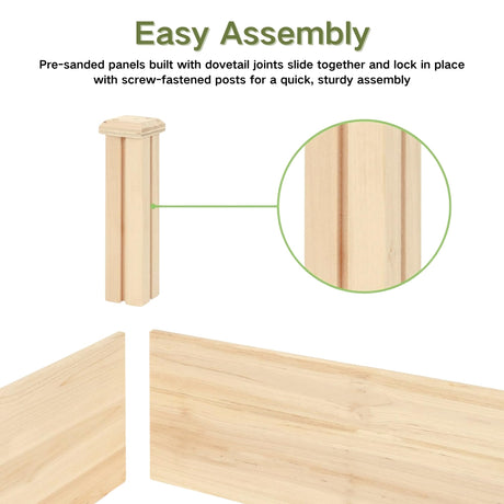 ZSYWODFO 4x2ft Outdoor Wooden Raised Garden Bed Planter for Vegetables, Garden, Lawn, Patio,48"(L) x 24"(W) x 9"(H) Raised Garden Bed;Planter Box-Natural Wood ZSYWODFO