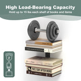 Mefirt Invisible Floating Bookshelves for Wall, 8 Tier Vertical Spine Book Tower, Heavy Duty Floating Book Shelves Metal Book Organizers for Home Office, 4 Pack(Black) Mefirt