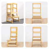 Kitchen Step Stool for Toddlers with Non-Slip Mat, Wood City Wooden Kids Montessori Learning Stool Tower, Toddler Standing Tower Helper for Kitchen Counter and Bathroom Sink. WOOD CITY