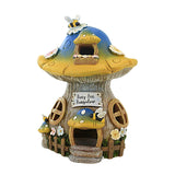 Roman Busy Bee Bungalow Mushroom House Statue, 8.75-inch Height, Resin, Home, Garden, Outdoor Roman