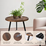 Nesting Coffee Table Set of 2, Modern Round Coffee Tables Nesting Side Table Set, Easy Assembly Nesting Tables for Living Room, Walnut Wood End Tables for Home Office Yard Dongxw
