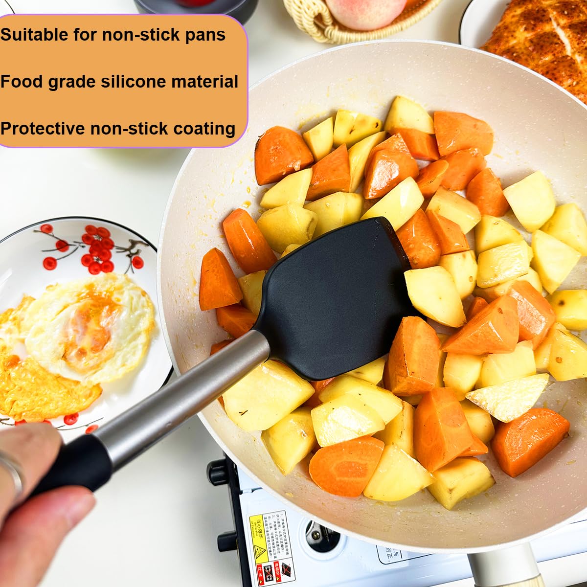 KLAQQED Spatula Set Silicone Spatula Heat Resistant Spatulas for Nonstick Cookware Rubber Spatula Turner Fish Wok Spatula, Large Nonstick Silicone Egg Spatula for kitchen use Cooking Utensils Set KLAQQED