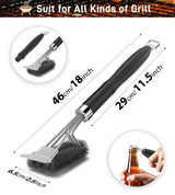 PePeng Grill Brush with Scraper, Non-Slip Handle, Bottle Opener, 3 in 1 Extra Strong BBQ Cleaner Accessories, Deep Clearning Brush for Gas/Charcoal Grilling Grates Pepeng