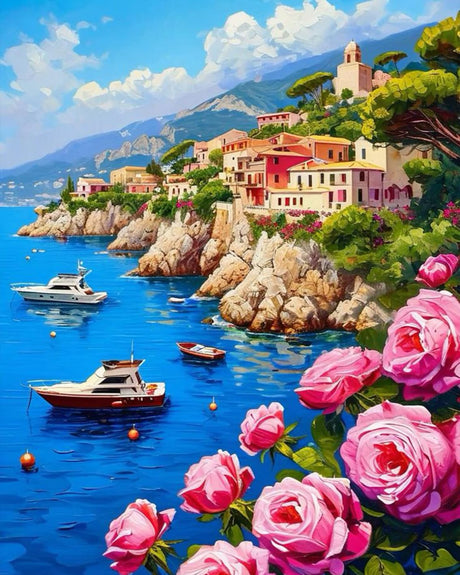 MBNTJHT DIY Scenery Paint by Numbers Kit for Adults on Canvas,Unframed Landscape Watercolor Painting Kit for Adults,Flowers and Sea Gulf Acrylic Paint by Number Kits for Home Decor Gifts 16X20 Inch. MBNTJHT