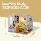Flever Dollhouse Miniature DIY House Kit Creative Room with Furniture for Romantic Artwork Gift (Sunny Study) Flever