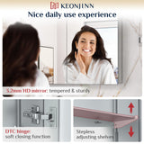 Keonjinn Small Medicine Cabinet 14 x 18 Inch, Assembly Needed, Bathroom Medicine Cabinets Mirror, Lightweight, Adjustable Shelves, Wall Mount or Recessed, Tempered Glass Keonjinn