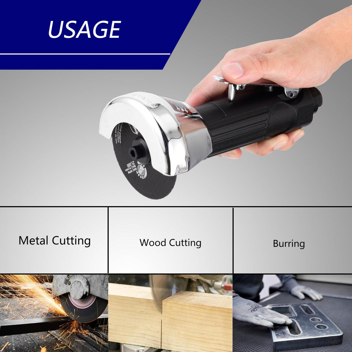 HYFN Air Cut Off Tool,2Pc 3-Inch Cutting Wheels,Cutoff Tool 20000RPM,Air Cutting Tool Wheel Protection,Air Tools Alloy Steel Complete,Pneumatic Cut Off Tool,Air Tool HYFN